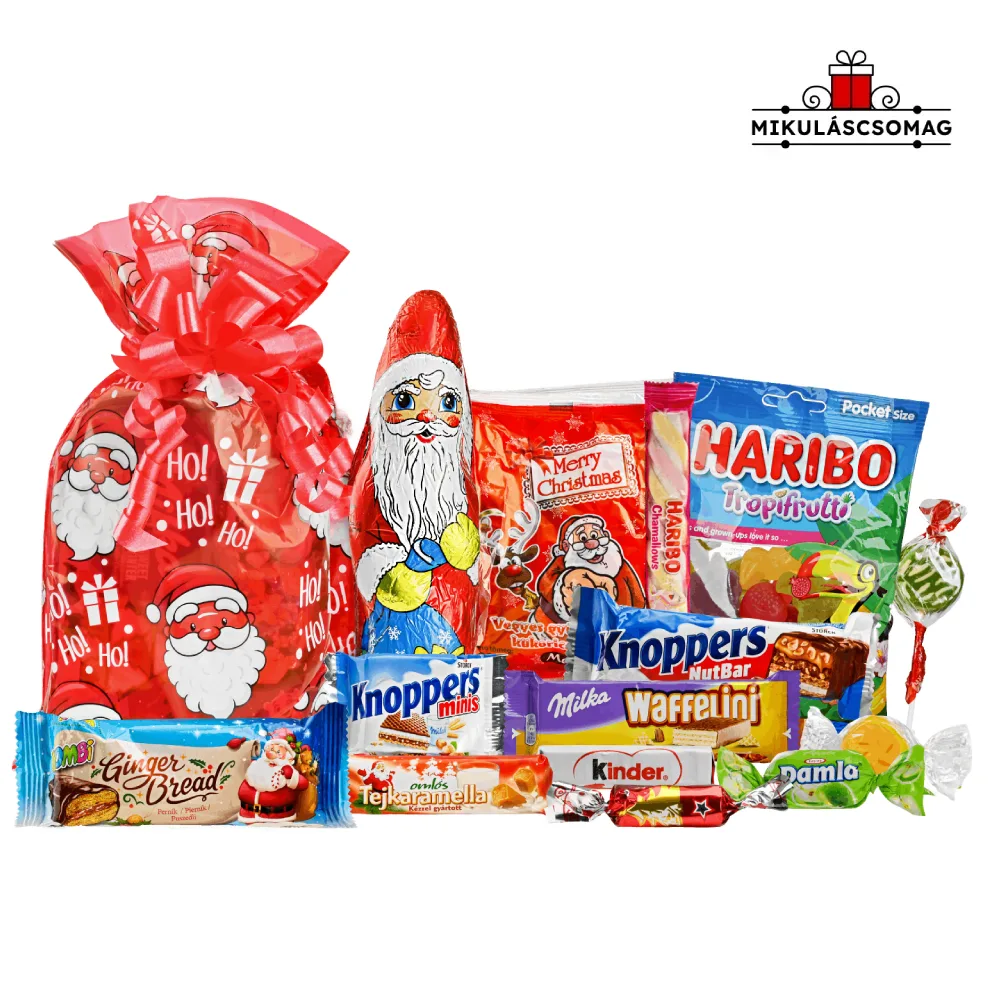 Mikulás Kedvence 3. csomag Haribo, Milka, Knoppers és karácsonyi édességekkel