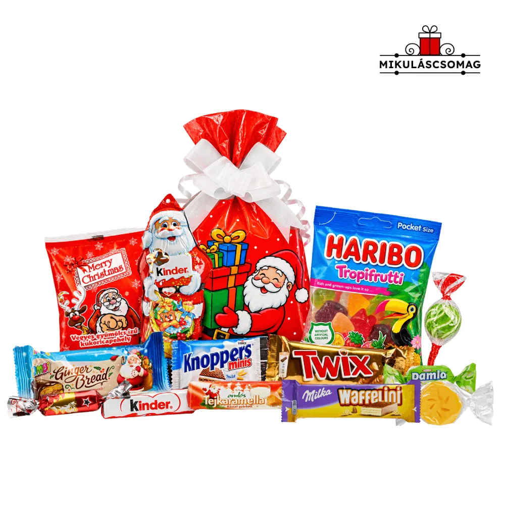 Mikulás Kedvence 4. csomag Kinder, Haribo, Twix, Knoppers és válogatott édességekkel