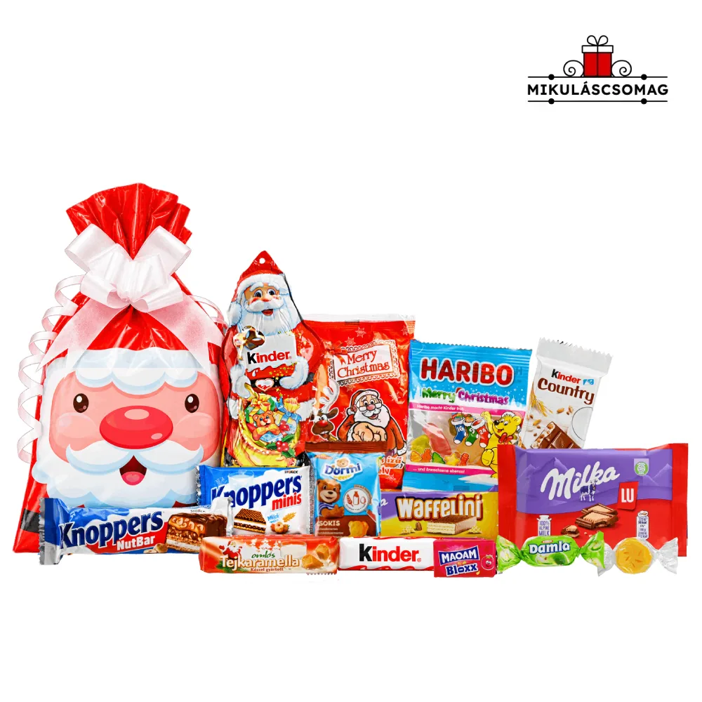 Mikulás Kedvence 5. csomag Kinder, Haribo, Knoppers és karácsonyi édességekkel
