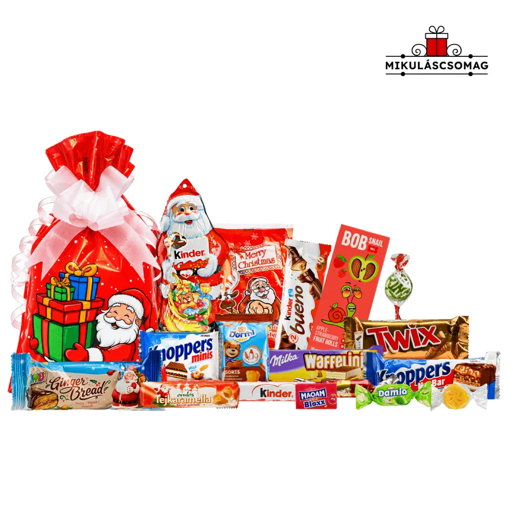 Mikulás Kedvence 6. csomag Haribo, Milka, Knoppers és válogatott karácsonyi édességekkel